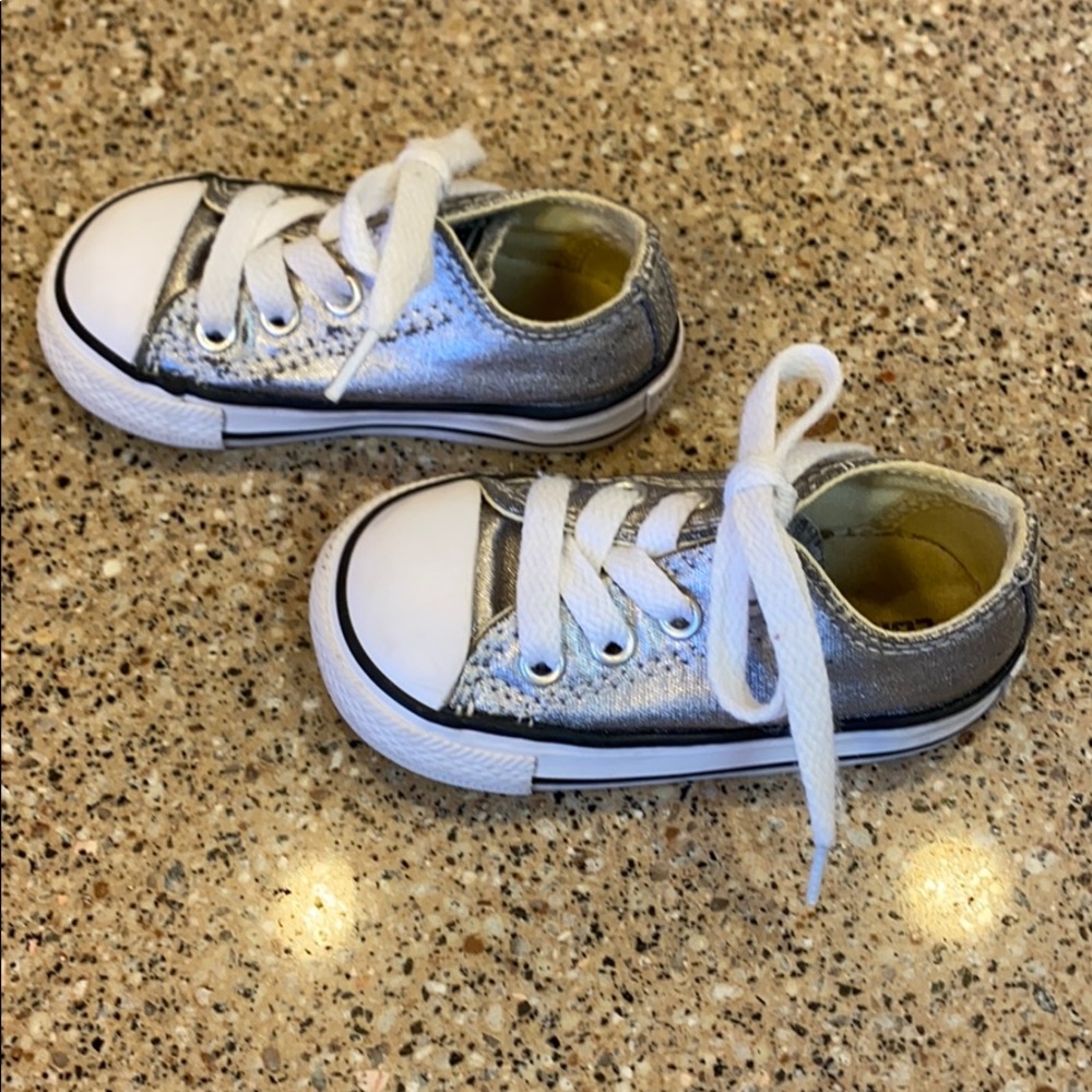Converse Toddler Metallic Silver shoes size 4